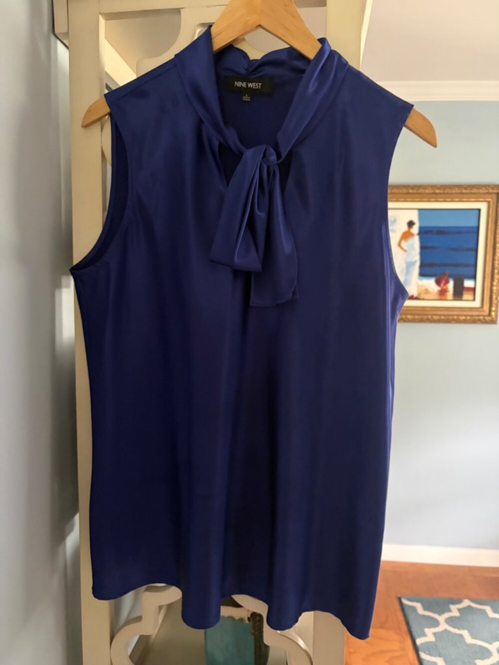 Nine West Sleeveless Tie-Neck Blouse – Royal Blue